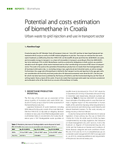 Potential and costs estimation of biomethane in Croatia