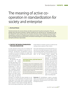 The meaning of active cooperation in standardization for society and enterprise