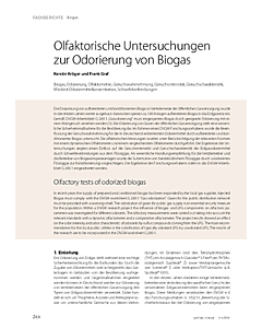 Olfaktorische Untersuchungen zur Odorierung von Biogas