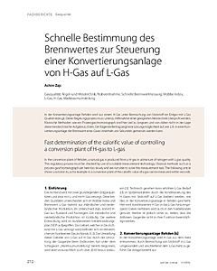 Schnelle Bestimmung des Brennwertes zur Steuerung einer Konvertierungsanlage von H-Gas auf L-Gas
