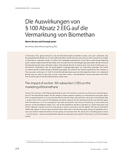Die Auswirkungen von § 100 Absatz 2 EEG auf die Vermarktung von Biomethan