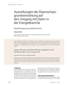 Auswirkungen der Datenschutzgrundverordnung auf den Umgang mit Daten in der Energiebranche