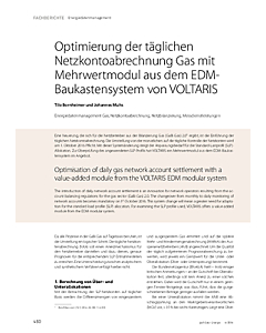 Optimierung der täglichen Netzkontoabrechnung Gas mit Mehrwertmodul aus dem EDM-Baukastensystem von VOLTARIS