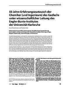 50 Jahre Erfahrungsaustausch der Chemiker (und Ingenieure) des Gasfachs unter wissenschaftlicher Leitung des Engler-Bunte-Institutes der Universität Karlsruhe