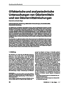 Olfaktorische und analysetechnische Untersuchungen von Odoriermitteln und von Odoriermittelmischungen