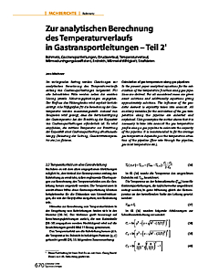 Zur analytischen Berechnung des Temperaturverlaufs in Gastransportleitungen - Teil 2