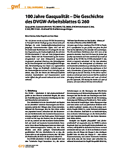 100 Jahre Gasqualität - Die Geschichte des DVGW-Arbeitsblattes G 260