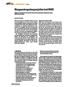 Biogaseinspeiseprojekte bei RWE