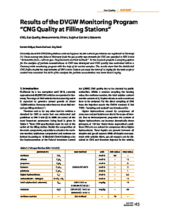 Results of the DVGW Monitoring Program "CNG Quality at Filling Stations"
