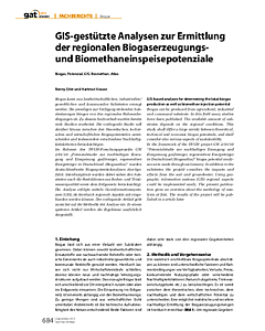 GIS-gestützte Analysen zur Ermittlung der regionalen Biogaserzeugungs- und Biomethaneinspeisepotenziale