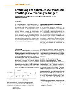 Ermittlung des optimalen Durchmessers von Biogas-Verbindungsleitungen1