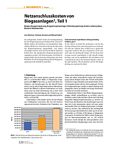 Netzanschlusskosten von Biogasanlagen, Teil 1