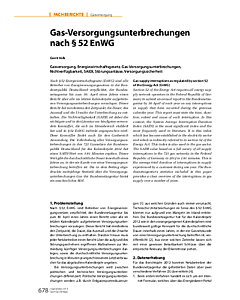 Gas-Versorgungsunterbrechungen nach § 52 EnWG