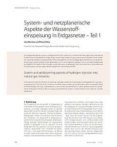 System- und netzplanerische Aspekte der Wasserstoffeinspeisung in Erdgasnetze – Teil 1