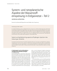 System- und netzplanerische Aspekte der Wasserstoffeinspeisung in Erdgasnetze – Teil 2