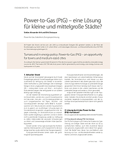 Power-to-Gas (PtG) – eine Lösung für kleine und mittelgroße Städte?