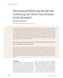 Stromsteuerbefreiung bei der Vermarktung von Strom aus Erneuerbaren Energien