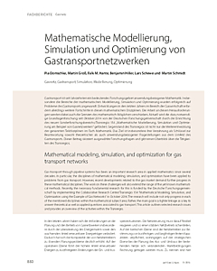 Mathematische Modellierung, Simulation und Optimierung von Gastransportnetzwerken