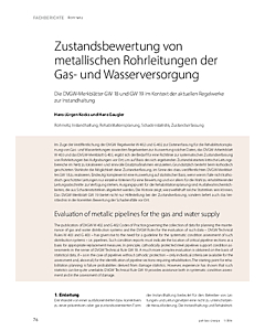 Zustandsbewertung von metallischen Rohrleitungen der Gas- und Wasserversorgung