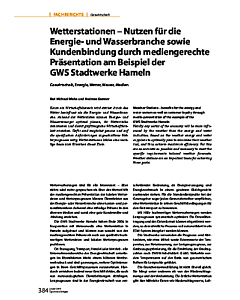 Wetterstationen - Nutzen für die Energie- und Wasserbranche sowie Kundenbindung durch mediengerechte Präsentation am Beispiel der GWS Stadtwerke Hameln