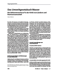 Das Umweltgesetzbuch Wasser - Der Referentenentwurf in der Kritik von Ländern und Rechtswissenschaft