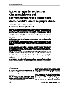 Auswirkungen der regionalen Klimaentwicklung auf die Wasserversorgung am Beispiel Wasserwerk Potsdam Leipziger Straße