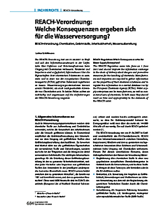 REACH-Verordnung: Welche Konsequenzen ergeben sich für die Wasserversorgung?