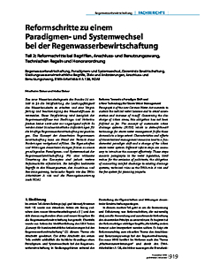 Reformschritte zu einem Paradigmen- und Systemwechsel bei der Regenwasserbewirtschaftung