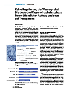 Keine Regulierung der Wasserpreise! Die deutsche Wasserwirtschaft steht zu ihrem öffentlichen Auftrag und setzt auf Transparenz