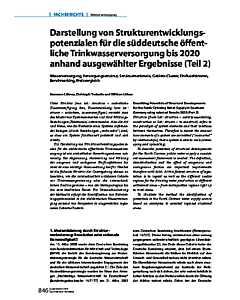 Darstellung von Strukturentwicklungspotenzialen für die süddeutsche öffentliche Trinkwasserversorgung bis 2020 anhand ausgewählter Ergebnisse (Teil 2)