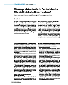 Wasserpreiskontrolle in Deutschland - Wie stellt sich die Branche dazu?