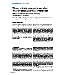 Wasserentnahmeentgelte zwischen Wassersparen und Wasserdargebot