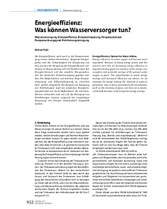 Energieeffizienz: Was können Wasserversorger tun?