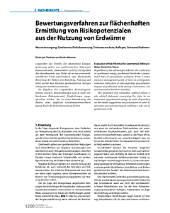 Bewertungsverfahren zur flächenhaften Ermittlung von Risikopotenzialen aus der Nutzung von Erdwärme