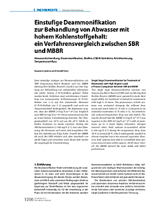 Einstufige Deammonifikation zur Behandlung von Abwasser mit hohem Kohlenstoffgehalt: ein Verfahrensvergleich zwischen SBR und MBBR