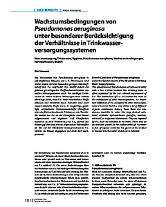 Wachstumsbedingungen von Pseudomonas aeruginosa unter besonderer Berücksichtigung der Verhältnisse in Trinkwasserversorgungssystemen