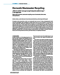 Domestic Wastewater Recycling