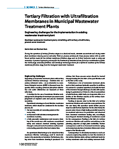 Tertiary Filtration with Ultrafiltration Membranes in Municipal Wastewater Treatment Plants