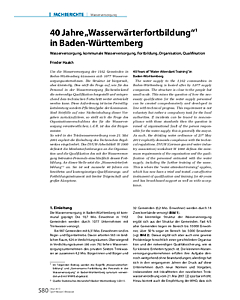 40 Jahre „Wasserwärterfortbildung“1 in Baden-Württemberg