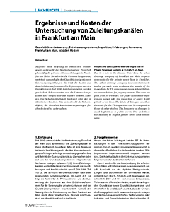 Ergebnisse und Kosten der Untersuchung von Zuleitungskanälen in Frankfurt am Main