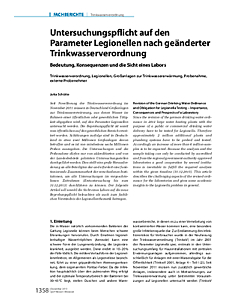 Untersuchungspflicht auf den Parameter Legionellen nach geänderter Trinkwasserverordnung