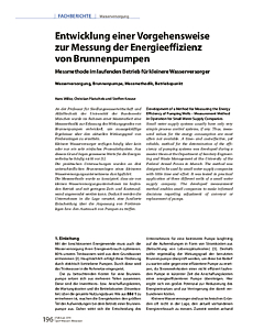 Entwicklung einer Vorgehensweise zur Messung der Energieeffizienz von Brunnenpumpen