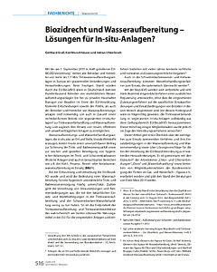 Biozidrecht und Wasseraufbereitung – Lösungen für In-situ-Anlagen?