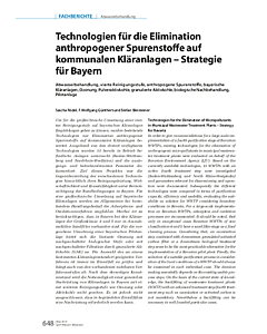Technologien für die Elimination anthropogener Spurenstoffe auf kommunalen Kläranlagen – Strategie für Bayern