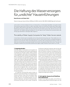 Die Haftung des Wasserversorgers für „undichte“ Hauseinführungen