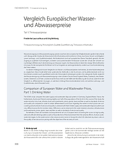 Vergleich Europäischer Wasser- und Abwasserpreise