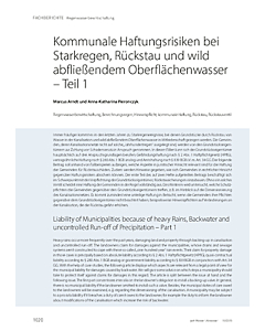 Kommunale Haftungsrisiken bei Stark regen, Rückstau und wild abfließendem Oberflächenwasser – Teil 1