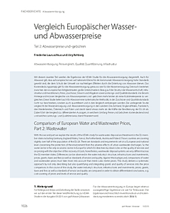 Vergleich Europäischer Wasser- und Abwasserpreise