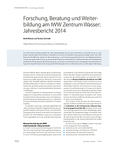Forschung, Beratung und Weiterbildung am IWW Zentrum Wasser: Jahresbericht 2014