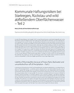 Kommunale Haftungsrisiken bei Starkregen, Rückstau und wild abfließendem Oberflächenwasser – Teil 2